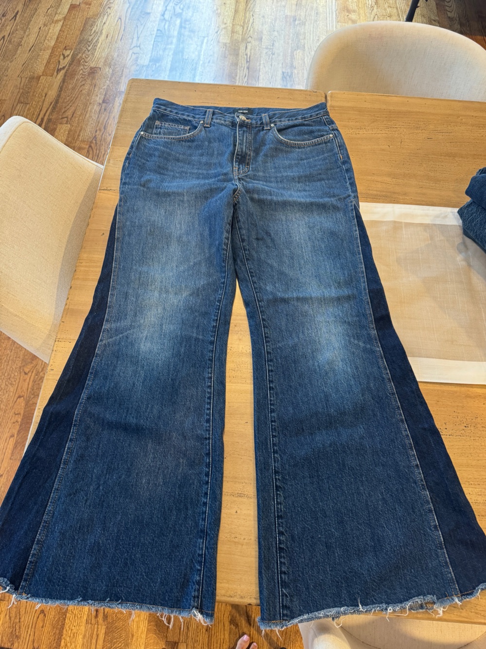 ME+EM Two-Tone Dark and Medium Blue Wide-Leg Jeans